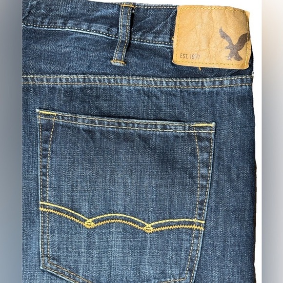 American Eagle Loose Fit Men's Jeans 44x32 Dark Blue Denim - Picture 8 of 11